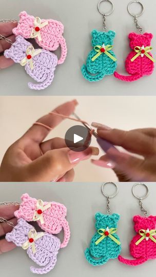 Chaveiro gatinho em crochê | Chaveiro gatinho em crochê | By Silva artes crocheFacebook Crochet Cat Keychain, Crochet Cat Apliques, Cat Crochet Keychain Pattern, Tiny Cat Crochet, Crochet Cat Key Ring, Amigurumi, Miniatures, Crochet