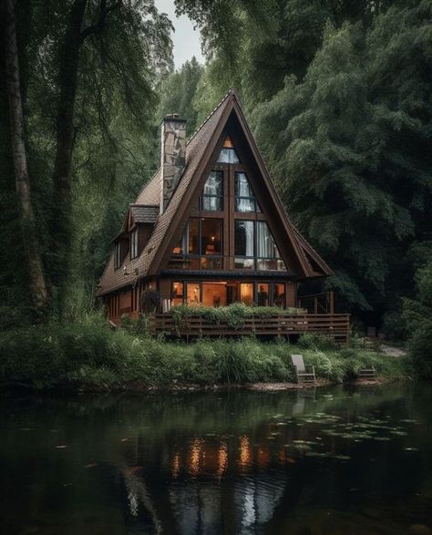 Houses Inspiration, Chalet Ideas, Cabin Aesthetic, Chalet Design, Frame Cabin, Forest Cabin, Dream Land, Cottage In The Woods, A Frame Cabin