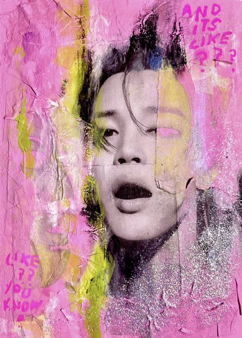 Jimin Graphic Design, Pop Art Collage, Pop Posters, Deco Poster, Jimin Fanart, Editing Inspiration, Pink Posters, Poster Room, Slow Dance