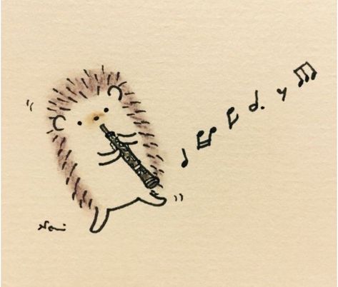 Oboe Drawing, Hedgehog Drawing, Hedgehog Illustration, Clarinets, Band Nerd, Music Drawings, Band Geek, Hedgehog Art, Musical Art