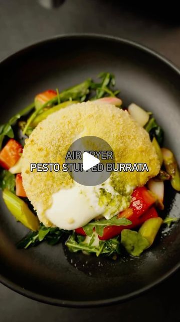 Ninja Kitchen UK on Instagram: "AIR FRYER PESTO STUFFED BURRATA ⁠
⁠
Where are all of the burrata lovers at? Check out this pesto-filled goodness encased in a crispy coating, and paired with a strawberry and asparagus salad – it’s a combo like no other 🤤⁠
⁠
For the salad:⁠
100g Rocket⁠
60g Strawberries⁠
200g Green asparagus⁠
200g White asparagus⁠
Juice of a lemon⁠
2 tbsp Olive oil⁠
Salt & pepper⁠
⁠
For the burrata:⁠
2 Burratas⁠
2-3 tsp Basil pesto⁠
2 Beaten eggs⁠
6 tbsp Panko breadcrumbs⁠
A splash of oil ⁠
⁠
Method: ⁠
1) Wash and chop the rocket, strawberries, and asparagus. Sauté the asparagus in olive oil and lemon juice, then season. Mix all salad ingredients in a bowl. ⁠
2) Fill burrata with basil pesto. ⁠
3) Coat burrata in flour, dip in eggs, then coat with breadcrumbs. Drizzle with Kitchen Uk, Ninja Kitchen, White Asparagus, Asparagus Salad, Basil Pesto, Uk Kitchen, Air Fry, Salad Ingredients, Fryer Recipes