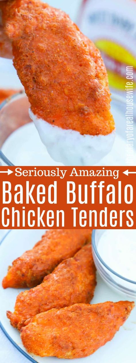 YES! I love buffalo anything and this recipe hit the spot. Buffalo Chicken Tenders #chicken #buffalochicken Recipes With Shaved Buffalo Chicken, Breaded Buffalo Chicken Tenders, Buffalo Chicken Chunks, Buffalo Chicken Tenderloins, Grilled Buffalo Chicken Tenders, Healthy Buffalo Chicken Tenders, Buffalo Chicken Tenders Recipes, Vegetarian Scallops, Breaded Buffalo Chicken