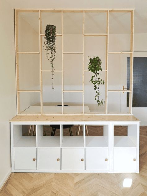 IKEA Room Divider Ideas: Transform Your Space with These Clever Hacks Ikea Small Hallway Storage, Cute Room Divider Ideas, Using Shelves To Divide A Room, Ikea Divider Hack, Ikea Ideas Apartment, Room Divider Closet Ideas, Cube Divider Ideas, Room Divider Wardrobe, Bookcase Room Divider Ideas Ikea Hacks