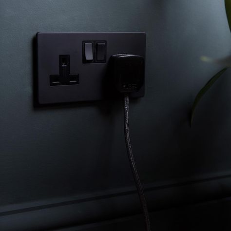 Black Plug Sockets On Wall, Plug Sockets, Dark Walls, Stand Out From The Crowd, Wall Plug, Plug Socket, Black Walls, Show Off, Ideal Home