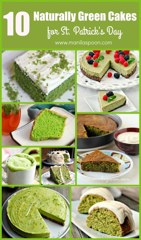 Celebrate St. Patrick’s Day without fear with these dye-free and naturally green delicious cakes! Perfect desserts to welcome Spring, too! March is indeed a special… Green Desserts, Holiday Baking Recipes, St Patricks Day Food, Green Cake, Holiday Eating, Green Food, Delicious Cakes, Irish Recipes, Welcome Spring