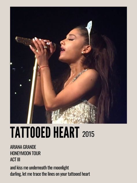 Ariana Grande Song Poster, Ariana Polaroid, Tattooed Heart Ariana Grande, Ariana Grande Tattoo, Ariana Grande Poster, Aesthetic Polaroid, Concert Performance, Pinterest Room, Mini Polaroid