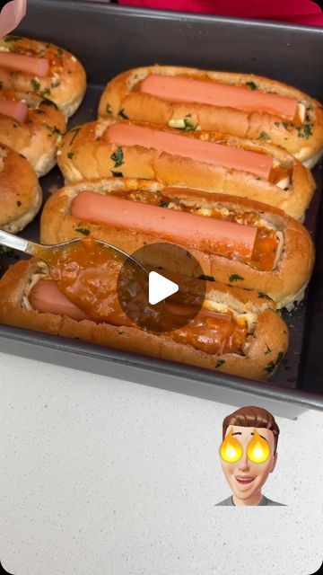 ChefDaddyRecipes on Instagram Chili Dog Boats, Oven Chili Dogs, Chili Dogs In Oven, What To Serve With Hot Dogs, Hotdogs Recipes, Chicken Hot Dog, Hot Sandwich Recipes, Hot Dog Rolls, Hot Dogs Recipes