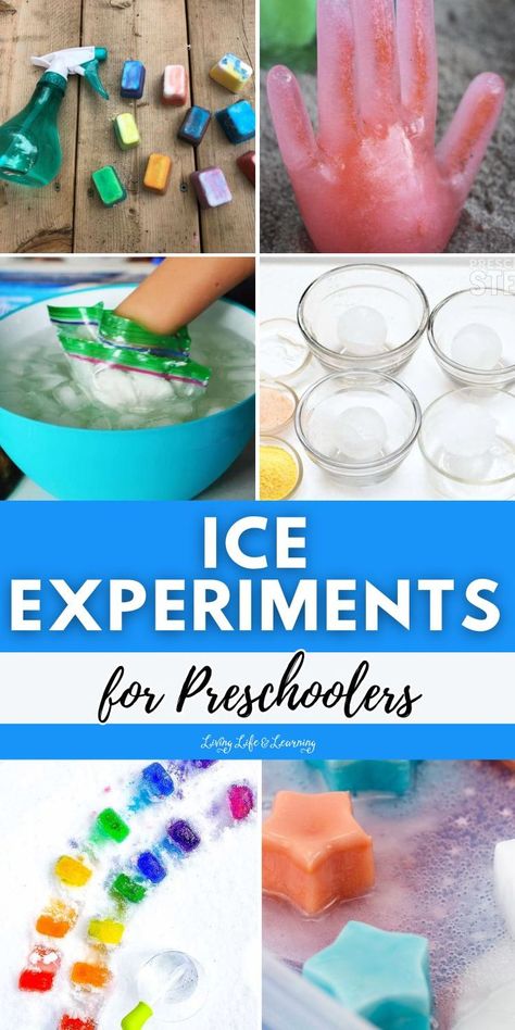 Ice Experiments for Preschoolers Winter Experiments, Ice Experiments, Experiments For Preschoolers, Science Experiments Kids Preschool, Homeschool Science Experiments, Winter Science Experiments, Winter Science, Experiment For Kids, Grab The Opportunity