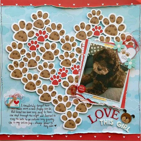 Dog Scrapbook Layouts, Pet Scrapbook Layouts, Scrapbooking Layouts Travel, Dog Scrapbook, Pet Scrapbook, Simple Scrapbook, Scrapbook Layout Sketches, Good Morning All, Scrapbook Room