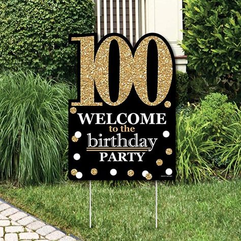 100th Birthday Party Decorations, Gold Birthday Party Decorations, 100 Birthday, 90th Birthday Parties, 100th Birthday Party, Decor Birthday Party, 90's Birthday Party, Gold Party Decorations, Adult Birthday Party