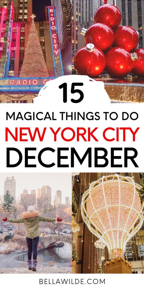 Christmas Places To Visit New York City, Top Of The Rock Nyc Winter, Nyc During Winter, Manhattan In December, Rolf’s Nyc, Visiting New York City In December, New York Winter Things To Do, Must Do In Nyc At Christmas, Best Things To Do In Nyc In December