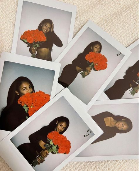 Small Photoshoot Ideas, Birthday Girl Aesthetic Black Women, Unique Birthday Picture Ideas, Birthday Picture Ideas Polaroid, Selfies With Roses, Baddie Polaroid Pictures, Birthday Picture Black Women, Poloroid Pictures Ideas For Birthday, Pictures With Flowers Ideas