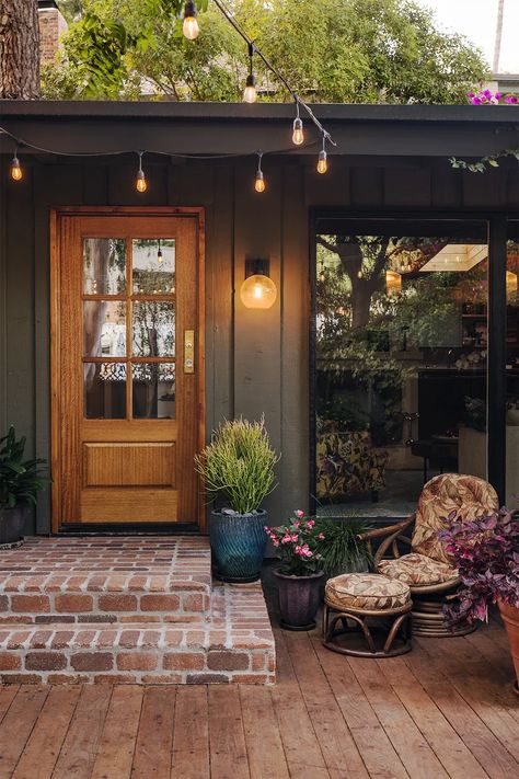 Laurel Canyon Home, Mirrored Bar, Bungalow Homes, Cabin Exterior, Laurel Canyon, Casa Exterior, House Inspo, Built Ins, 인테리어 디자인