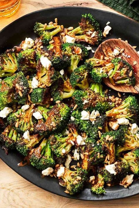 Black Garlic Recipes Dishes, Black Garlic Recipes, Skillet Broccoli, Meal Sides, Garlic Vinaigrette, Charred Broccoli, Broccoli Sauteed, Mike Williams, Vinaigrette Recipe