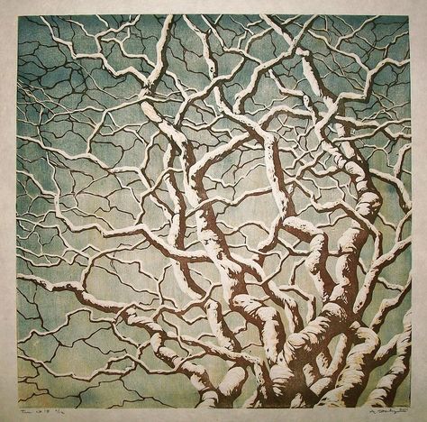 “Tree No. 18” reduction linocut by Andrea Starkey. http://www.starkeyart.com/ Tags: Linocut, Cut, Print, Linoleum, Lino, Carving, Block, Woodcut, Helen Elstone, Tree, Branches. Reduction Woodcut Print, Print Linoleum, Reduction Woodcut, Lino Carving, Reduction Linocut, Lino Printing, Maine Art, Linocut Printmaking, Most Famous Paintings