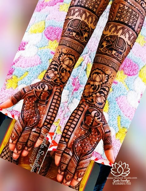 Designer bridal work with peacock and elephant Peacock And Elephant Mehndi Designs, Bridal Mehndi Designs Elephant, Baby Mehndi Design, Cute Henna Designs, Bridal Mehndi Design, Bridal Mehandi, Bridal Mehendi Designs Hands, Mehndi Designs Bridal Hands, Henna Art Designs