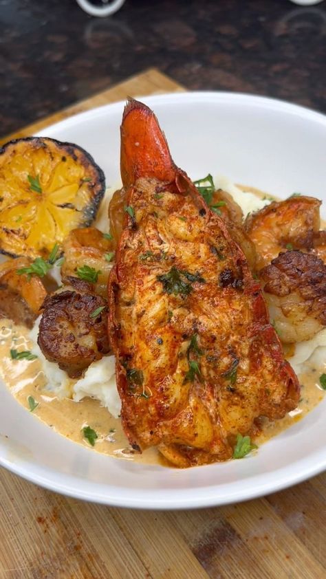 Mr Breakfast N Bed ♨️ on Reels | Burna Boy · Sittin' On Top Of The World Seafood Mashed Potatoes, Lemon Garlic Butter Cream Sauce, Garlic Butter Cream Sauce, Mash X Lemon, Butter Cream Sauce, Lemon Pepper Shrimp, Lemon Garlic Sauce, Lobster Recipes Tail, Delicious Seafood Recipes