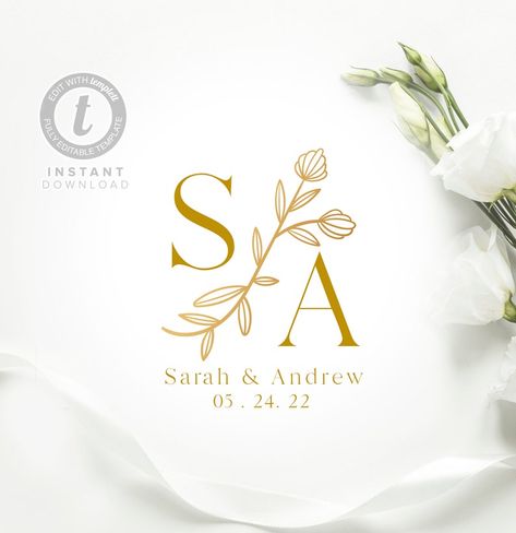 Wedding Logo Design Elegant, Thanks Card Wedding, Logo Monogramme, Wedding Card Frames, Rustic Modern Wedding, Elegant Logo Design, Wedding Logo Design, Elegant Monogram, Event Template