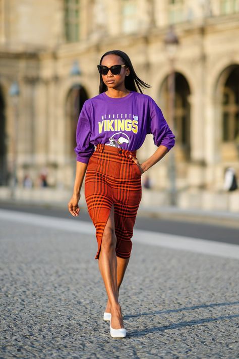 16 Plaid Skirt Outfits You'll Want to Copy ASAP | InStyle Plaid Skirt Outfit 2023, Long Plaid Skirt Outfit Fall, Orange Plaid Skirt Outfit, Plaid On Plaid Outfit, Purple Plaid Skirt Outfit, Plaid Pencil Skirt Outfit, Outfits With Plaid Skirts, Plaid Skirt Outfits, Skirt Outfit Casual