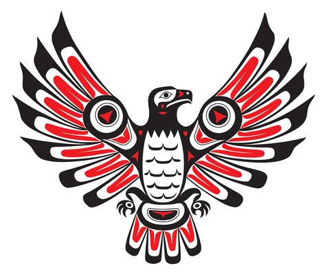 Indians Haïda Firebird Haida Tattoo, Native American Eagle, Native American Totem, Native American Tattoos, Native Artwork, Native Tattoos, Pacific Northwest Art, Haida Art, Native American Symbols