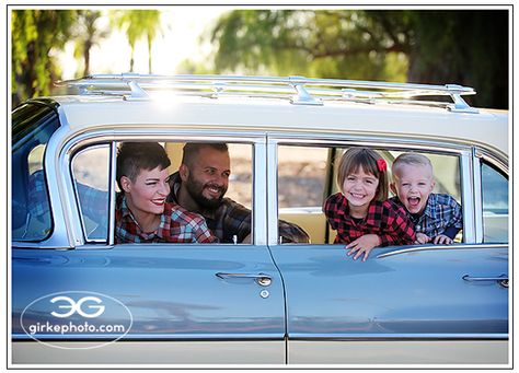 Family Portrait with a Classic Car by Girkephoto Classic Car Family Photoshoot, Old Car Family Photoshoot, Pick Up Truck Family Photoshoot, Photoshoot With Old Car, Family Pictures With Classic Car, Vintage Truck Family Photoshoot, Old Truck Family Photos, Photography Club, Christmas Photoshoot