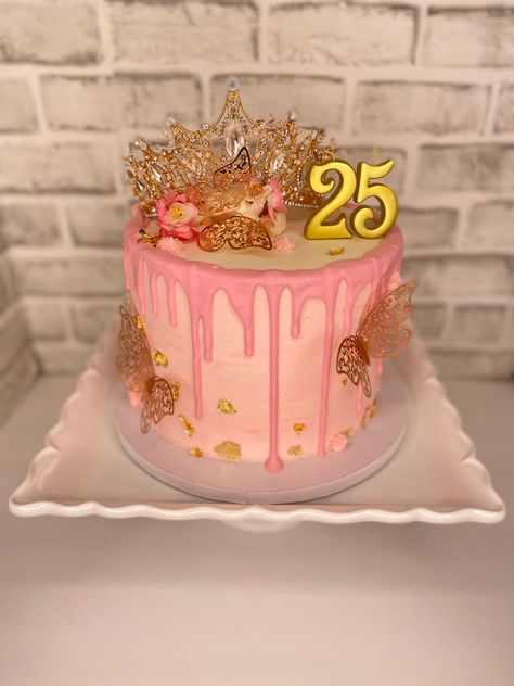 Rose Gold Drip Cake Birthday, Birthday Cake With Dripping Icing, Pink And Gold Drip Cake, Pink And Chocolate Drip Cake, Pink Cake With Gold Drip, 50th Birthday Cake, French Vanilla, Grad Party, Grad Parties