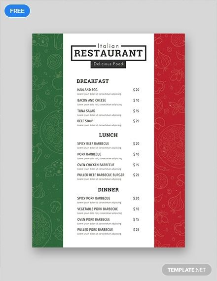 A creative menu template that is perfect for your Italian restaurant or food establishment. Showcase your traditional Italian dishes written in eye-catching fonts. Available in multiple formats, instant download and absolutely free. Italian Food Menu Ideas, Italian Menu Template, Traditional Italian Restaurant Design, Italian Menu Design Ideas, Italian Menu Ideas, Italian Restaurant Menu Design, Italian Menu Design, Italian Food Menu, Beef Barbecue