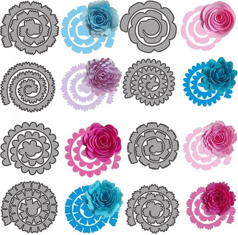 Rolled Paper Flowers, Paper Flower Patterns, Felt Flowers Diy, Embossing Stencils, Diary Decoration, Quilting Templates, Christmas Paper Crafts, Paper Flower Template, Flower Stencil