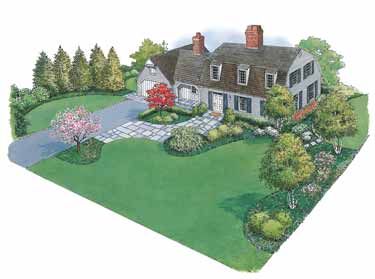 Colonial House Landscaping, Colonial House Plans, Areas Verdes, Front Landscaping, Landscape Plan, Landscape Design Plans, Landscape Plans, Country Side, Landscaping Tips