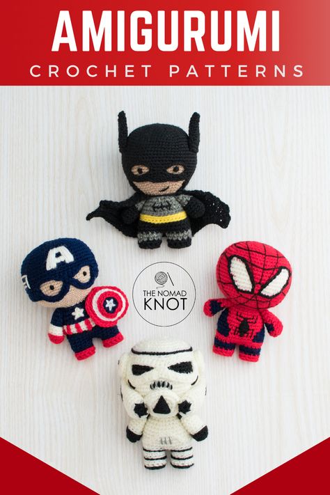 Batman Amigurumi Free Pattern, Batman Crochet Pattern Free, Amigurumi Marvel, Captain America Crochet, Crochet Marvel, Crochet Superhero, Marvel Crochet, Batman Amigurumi, Amigurumi Cow Pattern