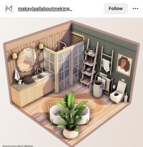 Sims 4 Big Bathroom Ideas, Bloxburg Bathroom Ideas 4x4, Sims 4 Bathroom Ideas No Cc, Sims 4 Bathroom Ideas, Sims4 Bathroom, Sims Room, Sims Interior, Sims 4 Loft, Sims 4 Houses Layout