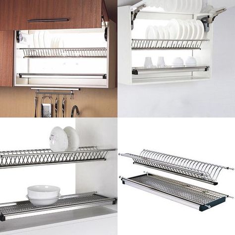 This Finnish Cleaning Method Will Change the Way You Dry Dishes - Astiankuivauskaappi Cabinet Sink Drying Rack, Kabinet Dapur, Plate Storage, Ideas Hogar, Dish Rack, 아파트 인테리어, Dish Rack Drying, Kitchen Cabinet Organization, Dish Racks