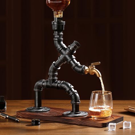 PRICES MAY VARY. [TOTALLY UNIQUE] This man cave gift is handmade and has a soul. Modeled after the standing man, this unique wine dispenser is the perfect alcohol gift for whiskey lovers [BETTER BASIC COMPONENTS] Built-in food-grade silicone tube, with the brass faucet, safe and hygienic, very suitable for daily use. Provide well-designed holders for budding bartenders, drinking enthusiasts, or anyone who likes to prepare and enjoy drinks at home [BELONG ON DISPLAY] The whole system is crafted, Liquor Bar Decor Ideas Home, Men’s Home Decor, Alcoholic Gifts, Home Decor Ideas Men, Steampunk Gifts, Liquor Dispenser Bar, Home Bar Lounge, Bar Decoration Ideas, Christmas Gifts For Guys