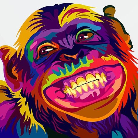 Cool Monkey Art, Abstract Art Of Animals, Monkey Pop Art, Colorful Animal Paintings Abstract, Wpap Art Animal, Abstract Art Animals, Abstract Animal Painting, Animal Pop Art, Colorful Animal Art