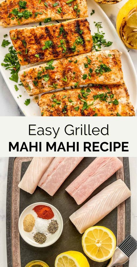 A fabulous grilled fish recipe with a simple yet flavorful rub that's ready in minutes! This is such a great way to cook mahi mahi fish! Bake Mahi Mahi Oven, How To Cook Mahi Mahi, Cooking Mahi Mahi, Mahi Recipes, Baked Mahi Mahi, Mahi Mahi Recipe, Mahi Mahi Fish, Grilled Mahi Mahi, Mahi Mahi Recipes