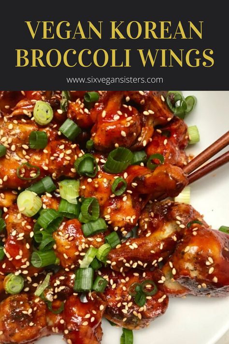 Broccoli Wings, Korean Broccoli, Meatless Appetizers, Asian Entrees, Vegan Feast, Vegan Appetizers Recipes, Healthy Entrees, Vegetarian Nutrition, Vegan Salads