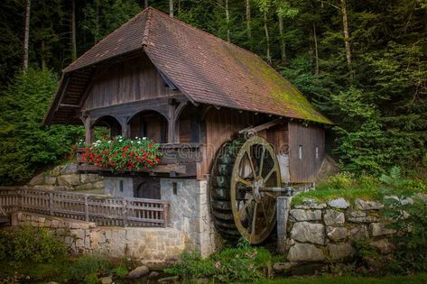 Waterwheel House, Prefab Cabins, Grist Mill, House Floor Design, Water Powers, Water Mill, Water Wheel, Cabin Style, Cabin In The Woods