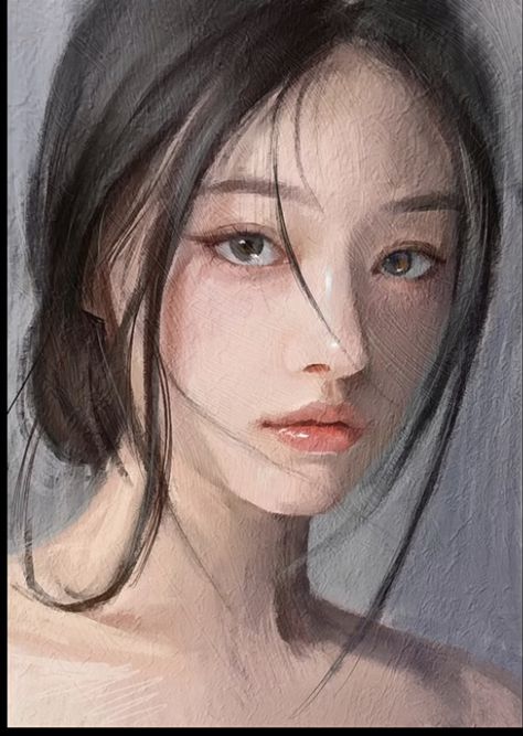 Semi Realism Oil Painting, Real Life References For Art, Semi Realism Hair, Semi Realism Portrait, Semi Realistic Drawing Digital, Semi Realism Art Style, Realism Art Style, Semi Realism Art, Semi Realistic Art