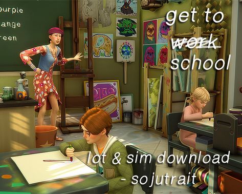 ✧get to work school✧ lot & sim download pt.1! info below the cut Sims 4 Jobs, Sims 4 Stories, Sims 4 Traits, The Sims 4 Packs, Sims 4 Cc Makeup, Sims 4 Expansions, Tumblr Sims 4, Play Sims, Sims 4 Gameplay