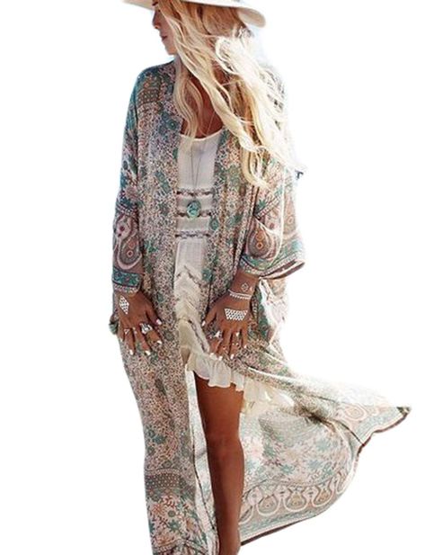 Long Floral Kimono, Gilet Kimono, Womens Blouses Summer, Floral Kimono Cardigan, Loose Kimono, Chiffon Cardigan, Beach Blouse, Kimono Floral, Maxi Kimono