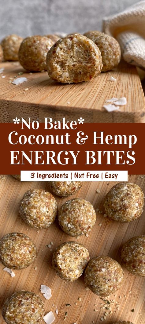 These hemp seed energy balls are a simple, healthy snack recipe. They are only 3 ingredients, no bake, Paleo and Vegan friendly. Made with coconut, hemp seeds and dates; all blended in a food processor and ready to eat within minutes. #coconutflakes #hempseeds #hemphearts #energyballs #energybites #paleo #vegan #nobake Hemp Seed Energy Balls, Seed Energy Balls, Paleo Energy Balls, Hemp Seed Recipes, Energy Bite, Homemade Snacks Recipes, Vegan Energy Balls, Vegan No Bake, Alkaline Vegan