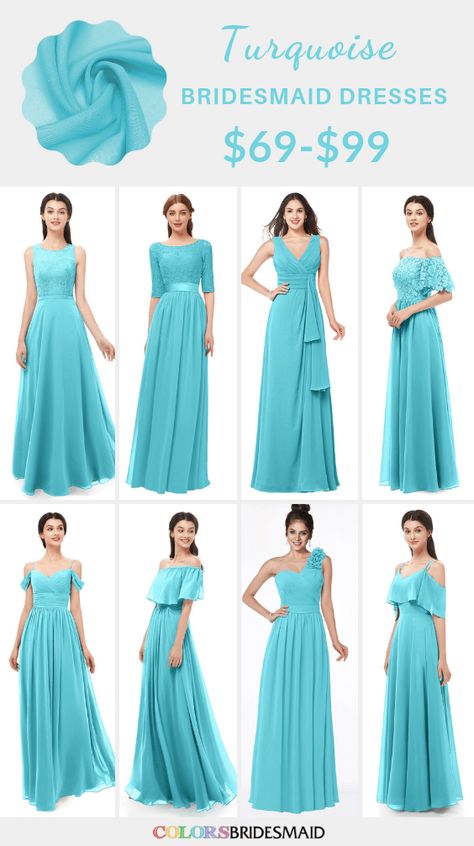 Turquoise bridesmaid dresses on sale $69-99, in 600+ custom-made styles and all sizes. 150+colors, made to order, fast arrived, color sample available. #colsbm #bridesmaids #bridesmaiddresses #turquoisewedding #weddingideas #turquoisedress b1210 Teal Maid Of Honor Dress, Turquoise Dress Outfit Wedding, Vestidos Color Turquesa, Tiffany Blue Dresses, Turquoise Dress Outfit, Red Wedding Colors, Turquoise Wedding Cake, Tiffany Blue Bridesmaid Dresses, Turquoise Dresses