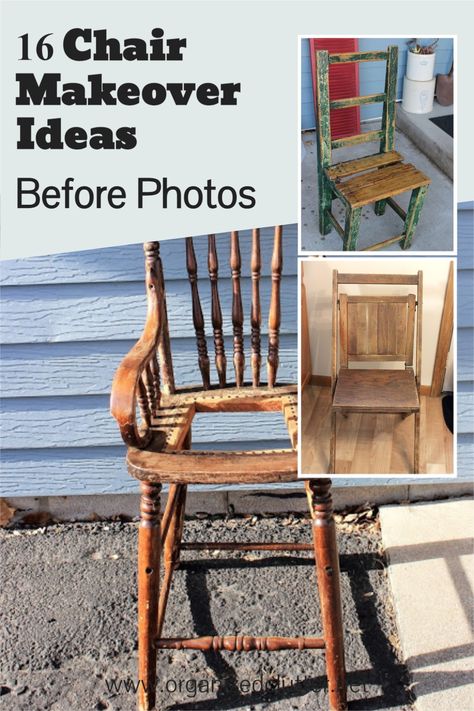 Old Kitchen Chairs Repurposed, Repurpose Chairs Ideas, Wooden Chair Makeover Ideas, Vintage Wooden Chairs Makeover, Upcycle Wooden Chairs, Upcycled Dining Chairs Ideas, Upcycled Furniture Chairs, Chair Crafts Diy, Repurposed Wooden Chairs