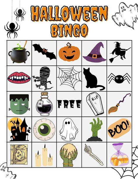 Halloween Bingo Free, Halloween Bingo Cards, Halloween Bingo, Word Searches, Bingo Cards, Game Item, Bingo, Party Games, Png Files