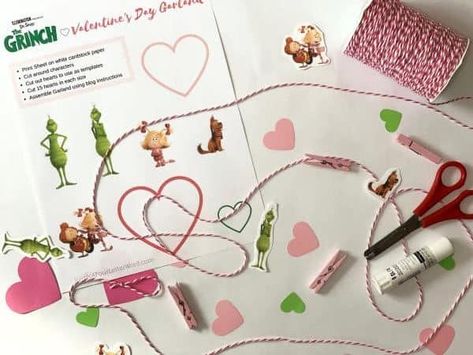 Cute Valentine Crafts Inspired by The Grinch | Just is a Four Letter Word Cute Garland, Valentines Envelopes, Valentine Garland, Valentine's Day Crafts, Teacher Valentine Gifts, Class Valentines, Valentine Gifts For Kids, Four Letter Words, Punch Tool