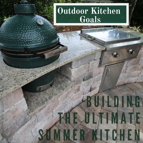 Built In Griddle Outdoor, Charcoal Grill Outdoor Kitchen, Pit Boss Grill Outdoor Kitchen, Big Green Egg Outdoor Kitchen Diy, Built In Bbq Ideas Outdoor Barbeque, Green Egg Grill Station, Built In Egg Bbq, Built In Green Egg Outdoor, Big Green Egg Outdoor Kitchen Brick