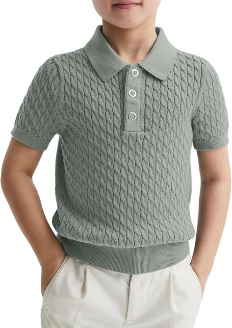 Amazon.com: Haloumoning Boys Cable Knit Polo Shirt Sweater Kids Short Sleeve Fashion Pullover T-Shirts Clothes 5-14 Years Grey: Clothing, Shoes & Jewelry Grey Clothing, Knit Polo Shirt, Studio Session, Knit Polo, Shirt Sweater, Short Sleeve Sweater, Sleeve Fashion, Kids Sweater, Kids Shorts