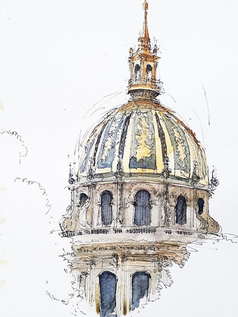 Sketchbook Architecture, Art Du Croquis, Watercolor Architecture, Architecture Sketchbook, Architecture Design Sketch, Architecture Drawing Art, Architectural Sketch, Architecture Painting, Seni Cat Air