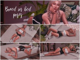 Bored in Bed Poses by KatVerse Poses Sims 4, Lana Style, Sims4 Poses, Bed Poses, Sims 4 Poses, Lotes The Sims 4, Sims 4 Couple Poses, Sims 4 Stories, Ts4 Poses