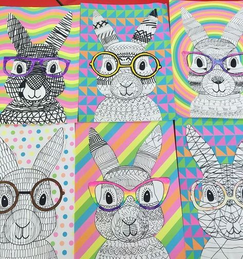 Art 2nd Grade, Påskeaktiviteter For Barn, Easter Bunny Craft, Spirograph Design, Easter Bunny Template, Bunny Artwork, Classe D'art, Bunny Craft, Bunny Templates